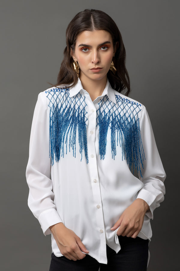 Cobalt Charm White Shirt - Diwaah.com