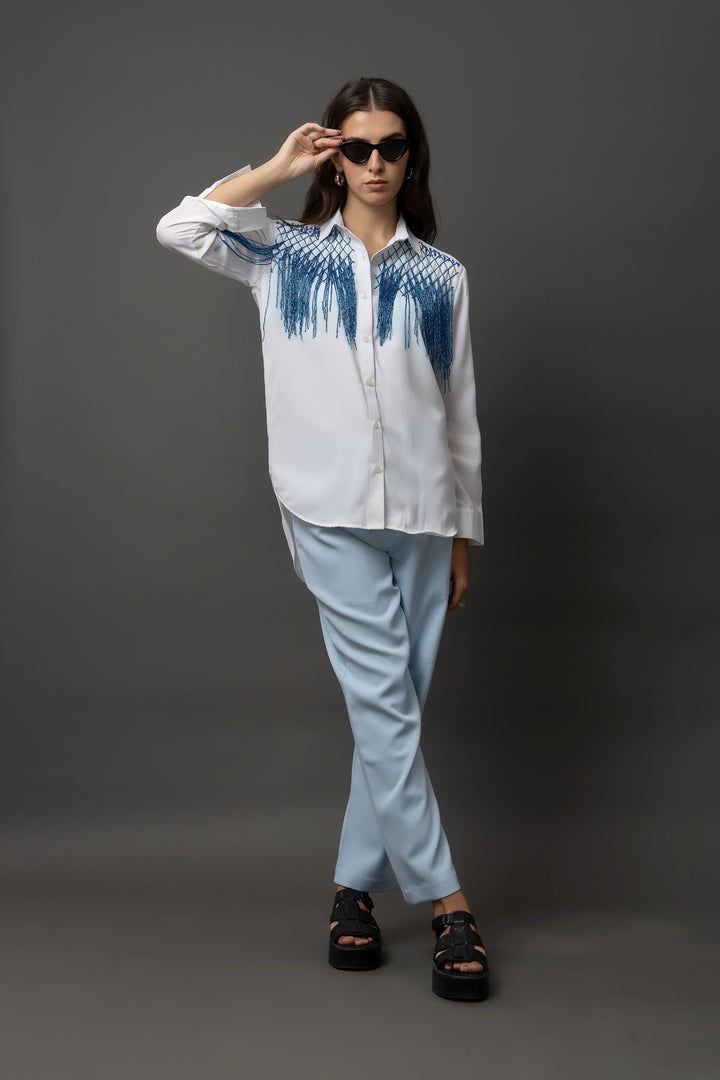 Cobalt Charm White Shirt - Diwaah.com