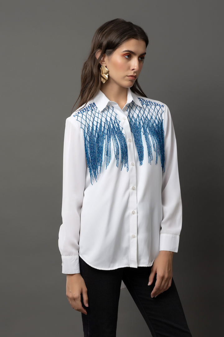 Cobalt Charm White Shirt - Diwaah.com