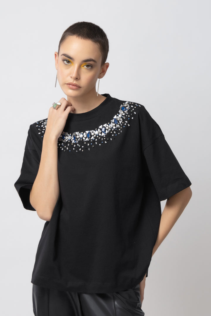 Diamond Dew Black T-shirt - Diwaah.com