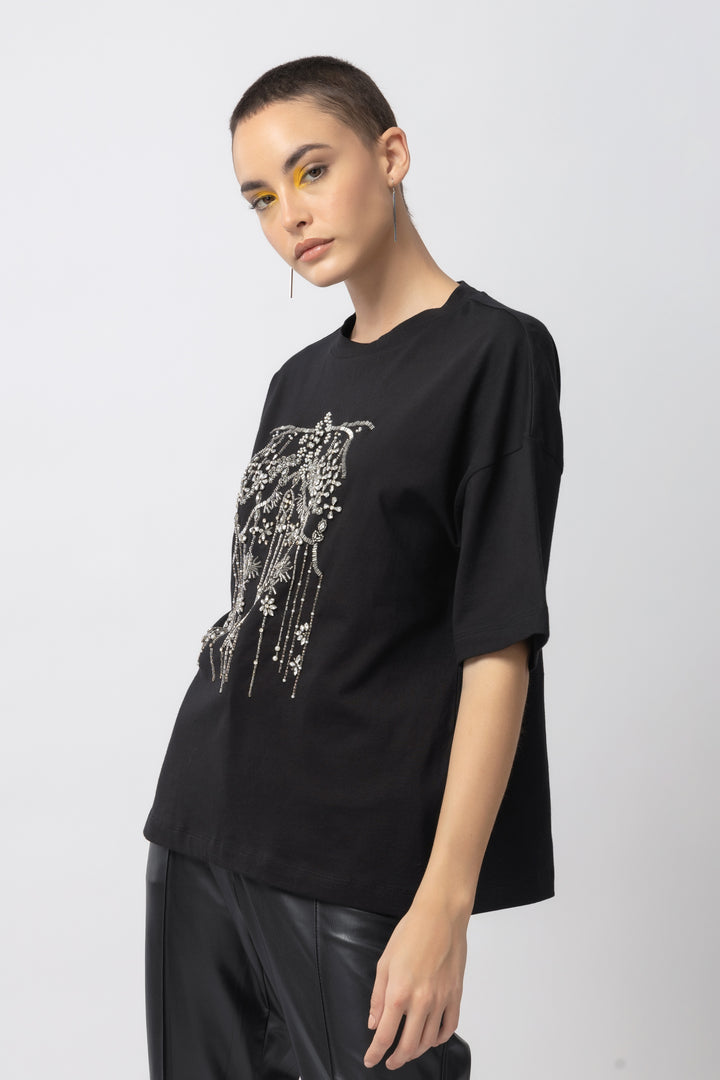 Midnight Mirage Black T-Shirt - Diwaah.com