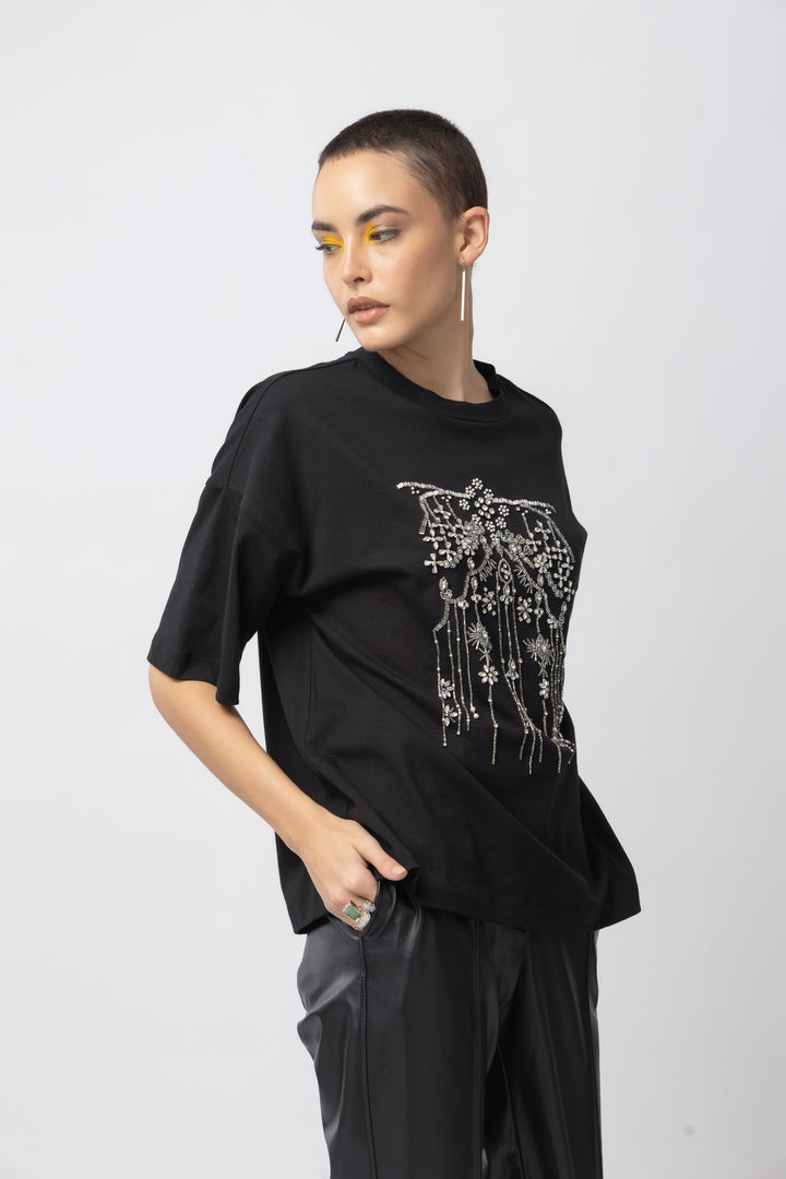 Midnight Mirage Black T-Shirt - Diwaah.com