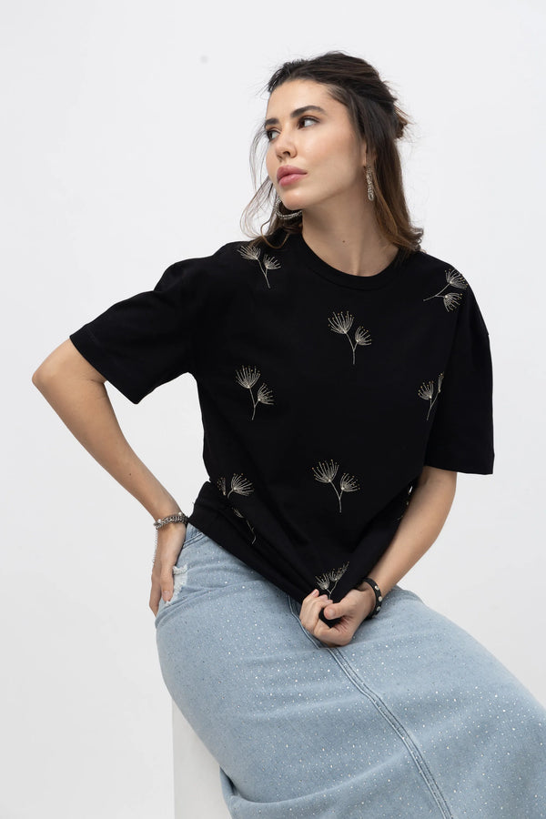 Blossom Bliss Black T-Shirt