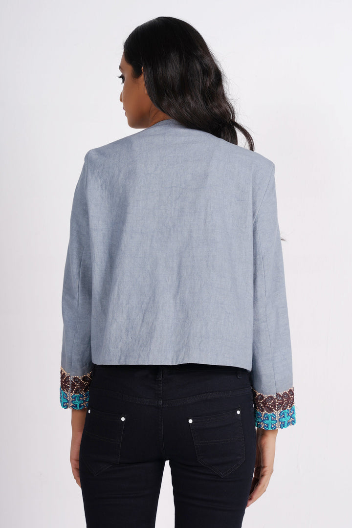 Blue Haze Embellished Jacket - Diwaah.com